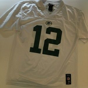 NFL Green Bay Packers Aaron Rogers 12 NFL Team Apparel White Jersey Youth XL